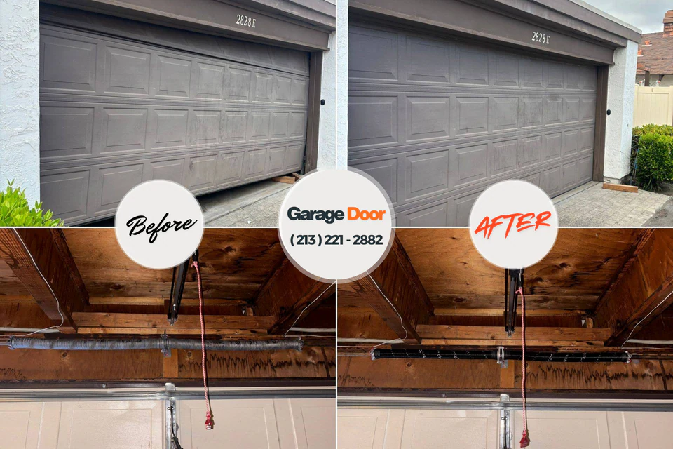 Before and after: garage door repair Worthing, SD
